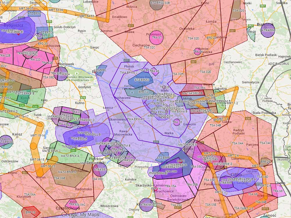 Strefy powietrzne w Polsce - latanie dronami - filmowanie z powietrza - uprawnienia UAVO