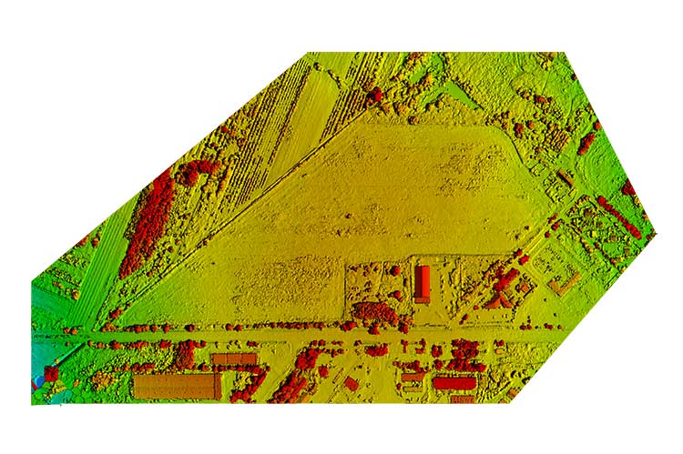 Chmura punktów, cyfrowy model powierzchni DTS i cyfrowy model terenu DTM