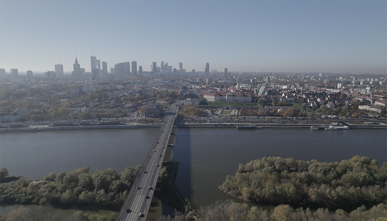 Ujęcia z drona na sprzedaż - most Śląsko-Dąbrowski w Warszawie na Wiśle